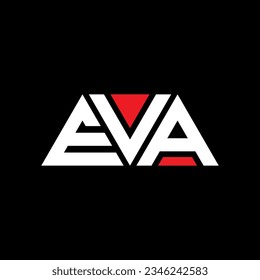 EVA triangle letter logo design with triangle shape. EVA triangle logo design monogram. EVA triangle vector logo template with red color. EVA triangular logo Simple, Elegant, and Luxurious design.