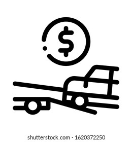 Evacuate Car Coin Icon Vector. Outline Evacuate Car Coin Sign. Isolated Contour Symbol Illustration