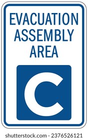 Schild und Etiketten für Evakuierungsflächen