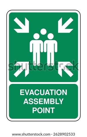 Evacuation Assembly Point Sign with Explanation – Safe Condition Gathering Area – High Quality Vectorial Graphic