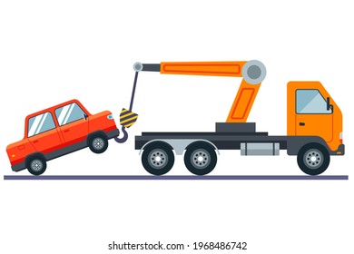 evacuation of the car on a white background. flat vector illustration.