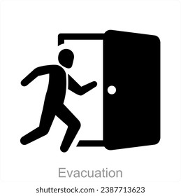 Evacuation and door icon concept