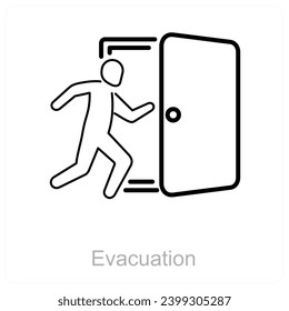 Evacuation and door icon concept