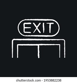 Evacuation exit from premises chalk icon. Firefighters. Rescue service. Thin line customizable illustration. Contour symbol. Vector isolated outline drawing.