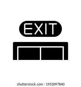 Evacuation exit from premises glyph icon. Firefighters. Rescue service. Thin line customizable illustration. Contour symbol. Vector isolated outline drawing.