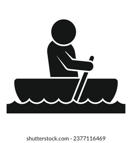 Evacuation flood icon simple vector. Rubber boat. Help person