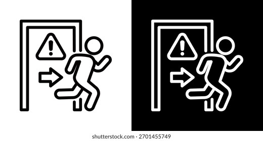 Evacuation Icon Of Flat Black And White Style