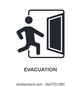 Estilo de glifo de icono de evacuación. Ilustración vectorial Para El Diseño gráfico