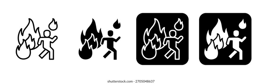 Evacuation Icon Line and Black Fill Style Collection