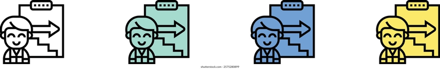 evacuation icon. Outline, Green, Blue and Yellow Style Design Isolated On White Background