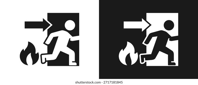 Conjunto De Iconos De Evacuación Glifo En Fondo Blanco Y Negro