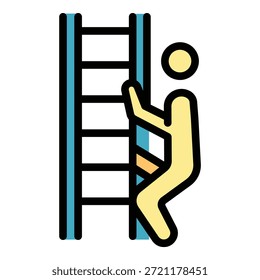 Icono de la escalera de evacuación. Icono de Vector de la escalera de evacuación para el Diseño web aislado en el color de fondo blanco plano