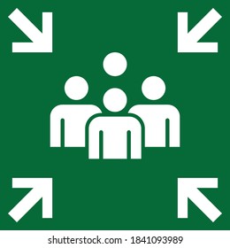 evacuation meeting point icon vector