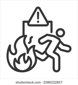 Evacuation Outline Icon Vector Illustration