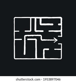 Icono de tiza del plan de evacuación. Bomberos. Servicio de rescate. Ilustración personalizable de línea delgada. Símbolo de contorno. Dibujo de contorno aislado del vector.