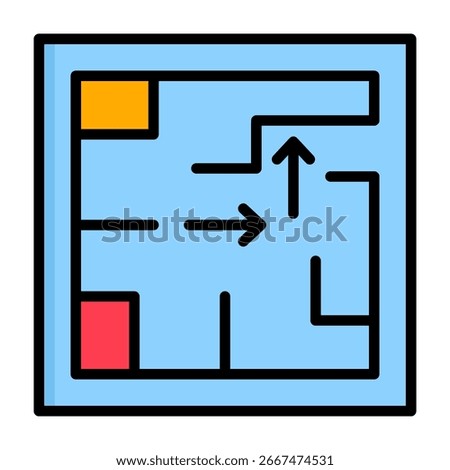 Evacuation Plan Icon Lineal Color Style Vector Illustration