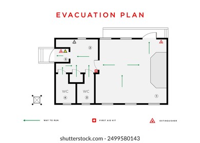 evacuation plan. evacuation scheme. vector