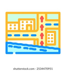 evacuation route disaster color icon vector. evacuation route disaster sign. isolated symbol illustration