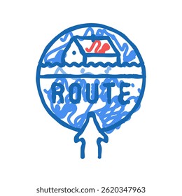 rota de evacuação desastre ícone doodle esboço vetor. sinal de desastre rota de evacuação. ilustração de símbolo isolado