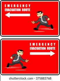 evacuation route, emergency, sign