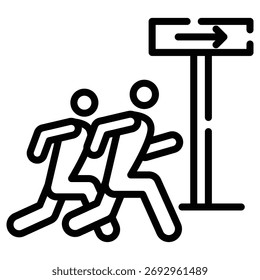 evacuation route web icon in outline style style