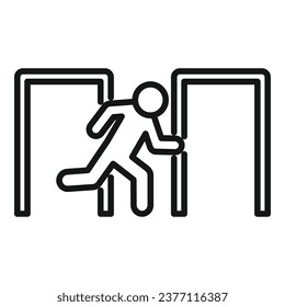 Evacuation run icon outline vector. Exit person. Leaving stairs