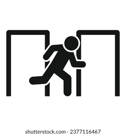 Evacuation run icon simple vector. Exit person. Leaving stairs