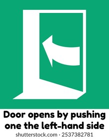 Evacuation Sign ISO 7010 - door opens by pushing on the left-hand side