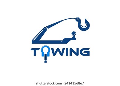 Evacuation tow car service logo design, chain hook illustration, transportation emergency service.