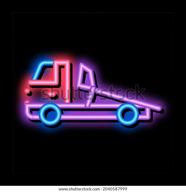 Evacuator Truck\
neon light sign vector. Glowing bright icon Evacuator Truck sign.\
transparent symbol\
illustration