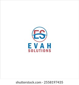 Evah Solutions logo with ES icon in red and blue