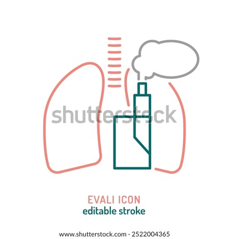 EVALI icon. E-cigarette or Vaping Associated Lung Injury outline sign. vaping-related disease symbol. Medical pictogram linear style. Editable vector illustration isolated on a white background