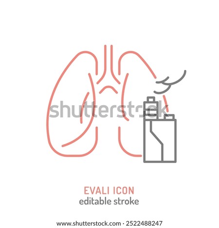EVALI icon. E-cigarette or Vaping Associated Lung Injury outline sign. vaping-related disease symbol. Medical pictogram linear style. Editable vector illustration isolated on a white background