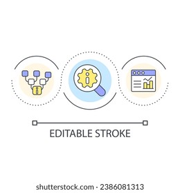 Evaluate hierarchy and findability loop concept icon. Tree testing. User experience design principle abstract idea thin line illustration. Isolated outline drawing. Editable stroke. Arial font used