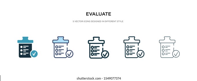 evaluate icon in different style vector illustration. two colored and black evaluate vector icons designed in filled, outline, line and stroke style can be used for web, mobile, ui