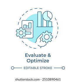 Evaluate and optimize soft blue concept icon. Productivity chart, marketing analytics. Round shape line illustration. Abstract idea. Graphic design. Easy to use in infographic, presentation