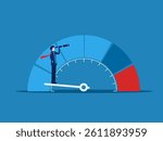 Evaluate to Reduce Crisis, Businessman Holding Telescope on Risk Measure