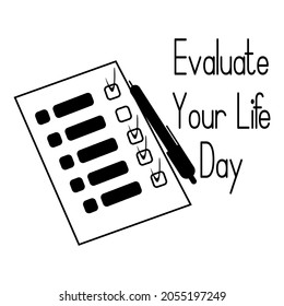 Evaluate Your Life Day, idea for poster, banner, flyer or postcard vector illustration