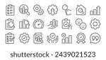 Evaluation and assess editable stroke outline icons set isolated on white background flat vector illustration. Pixel perfect. 64 x 64