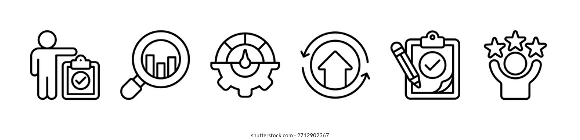 Evaluation banner concept. Assessment, analysis, performance, improvement, results and feedback vector illustration concept.