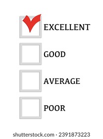 Lista de comprobación de evaluación con marca de verificación roja. Ilustración del vector