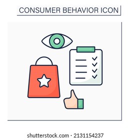 Evaluation color icon.Post-purchases Evaluation. Wertungsdienste und Einstellung. Konzept des Verbraucherverhaltens. Einzelne Vektorgrafik