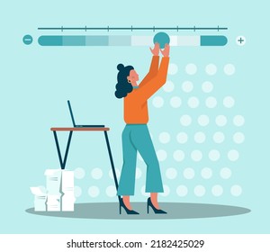 Evaluation concept. Assessment and performance analysis. Characters making a judgment about something , people holding rating stars. Vector flat illustration.