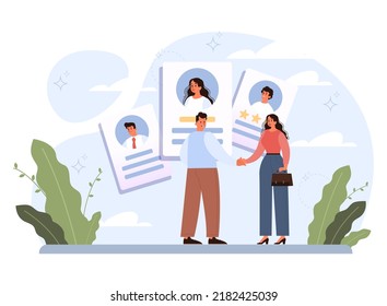 Concepto de evaluación. Evaluación y análisis del rendimiento. Personajes haciendo un juicio sobre algo, gente sosteniendo estrellas de calificación. Ilustración plana vectorial.