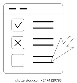 Evaluation concept with icon. Criteria, Online Education: thin vector icon set, black and white kit . Vector Simple icon. Eps 10. 