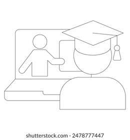 Evaluation concept with icon. Criteria, Online Education: thin vector icon set, black and white kit . Vector Simple icon. Eps 10. 