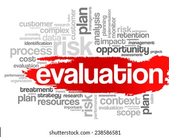 Evaluation concept in word tag cloud, vector background