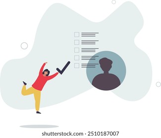 Evaluation or employee assessment, rating or performance review for improvement, satisfaction feedback checklist.flat design with people.