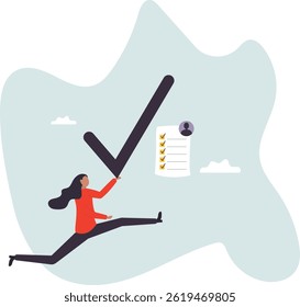 Evaluation or employee assessment, rating or performance review for improvement, satisfaction feedback checklist,character for design.