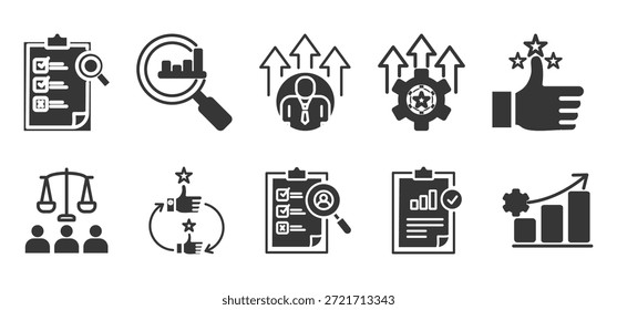 evaluation glyph icon set collection	